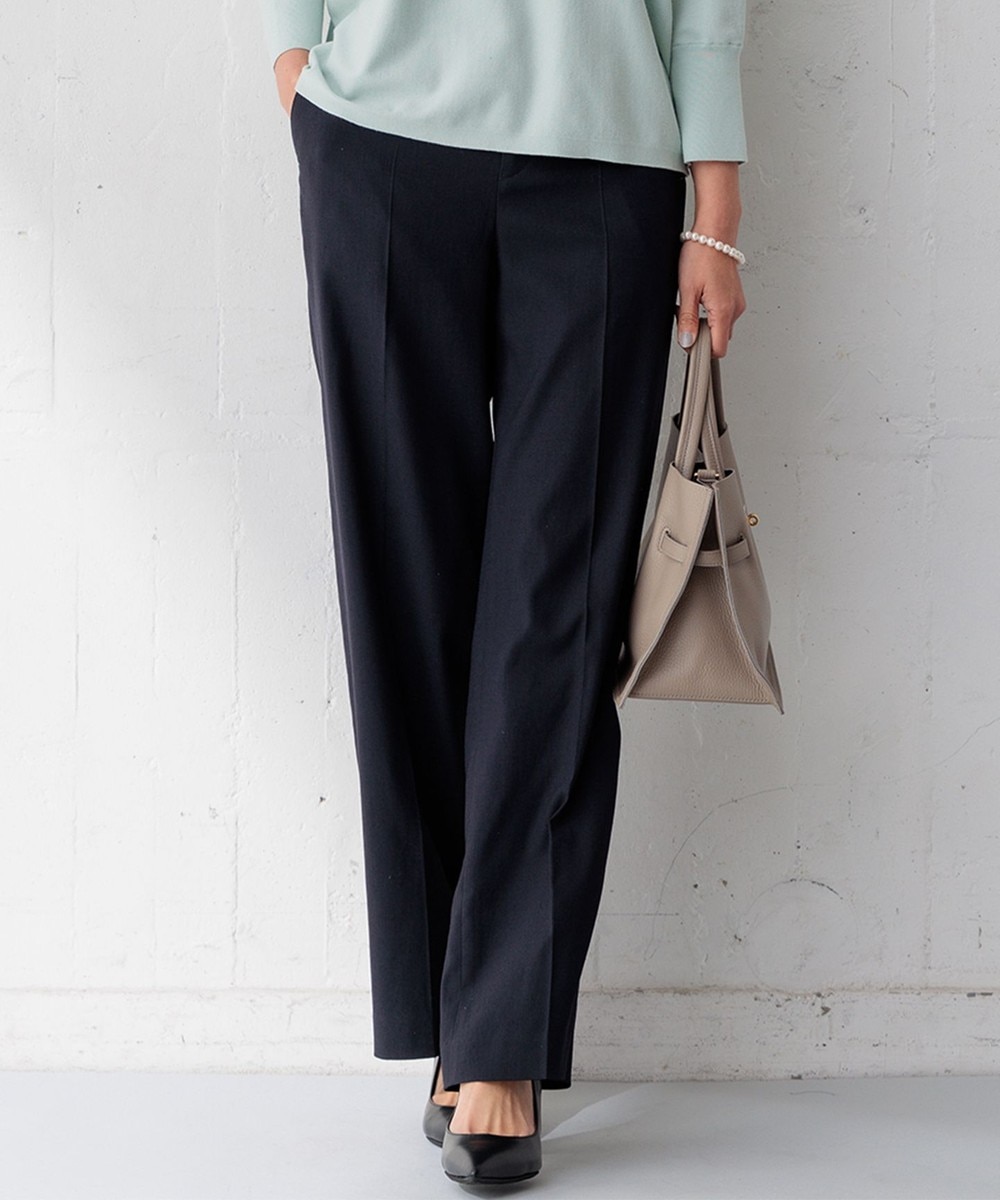 【オンワード】 23区>パンツ 【洗える/セットアップ対応】アイアスマットストレッチ セミワイド パンツ ネイビー 36 レディース 【オンワード】 23区>パンツ 【洗える/セットアップ対応】アイアスマットストレッチ セミワイド パンツ ネイビー 36 レディース