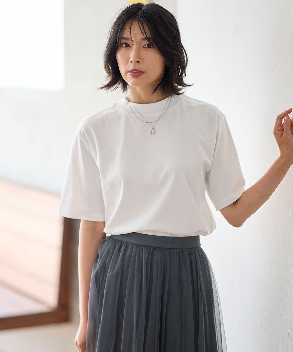 【オンワード】 ANY>トップス 【接触冷感/UVケア】マルチファンクションモックネックTシャツ オフ 2 レディース 【オンワード】 ANY>トップス 【接触冷感/UVケア】マルチファンクションモックネックTシャツ オフ 2 レディース