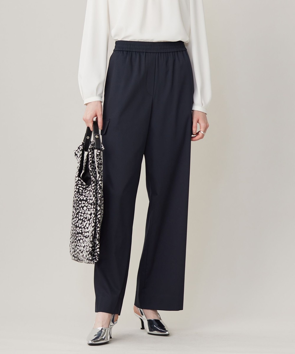 【オンワード】 ICB>パンツ 【洗える】ウォームサテン ワイドストレートカーゴパンツ ネイビー 2 レディース 【オンワード】 ICB>パンツ 【洗える】ウォームサテン ワイドストレートカーゴパンツ ネイビー 2 レディース