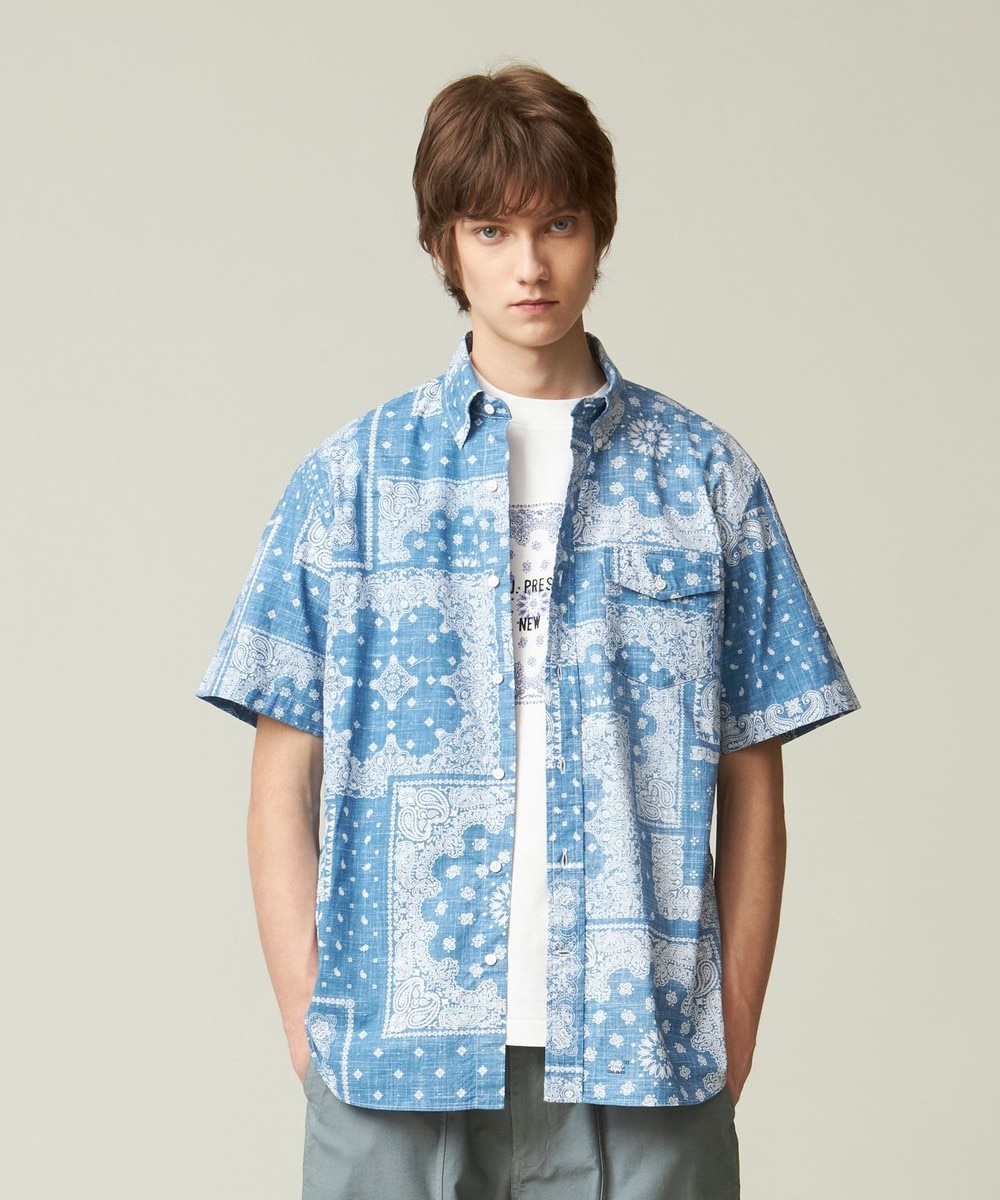 【オンワード】 J.PRESS MEN>トップス ペイズリーバンダナプリント シャツ ダルブルー L メンズ 【オンワード】 J.PRESS MEN>トップス ペイズリーバンダナプリント シャツ ダルブルー L メンズ