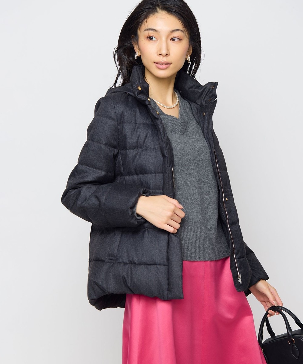 【オンワード】 組曲>ジャケット/アウター ライトタフタショートダウンコート チャコールグレーツイード 2 レディース 【オンワード】 組曲>ジャケット/アウター ライトタフタショートダウンコート チャコールグレーツイード 2 レディース