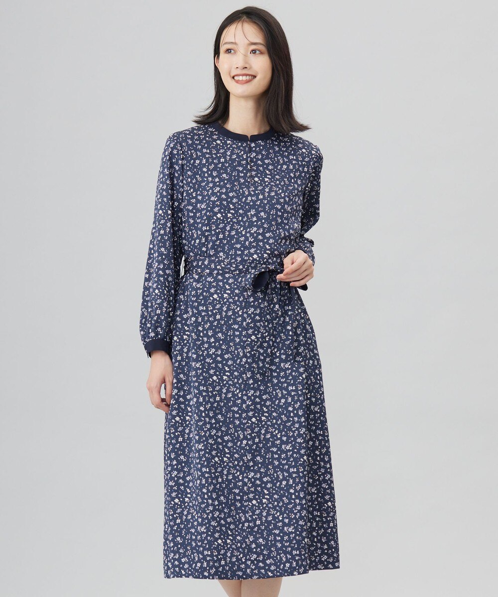 【オンワード】 J.PRESS LADIES S（小さいサイズ）>ワンピース 【洗える】スパンウェーブフラワープリント ワンピース ブルー P7 レディース