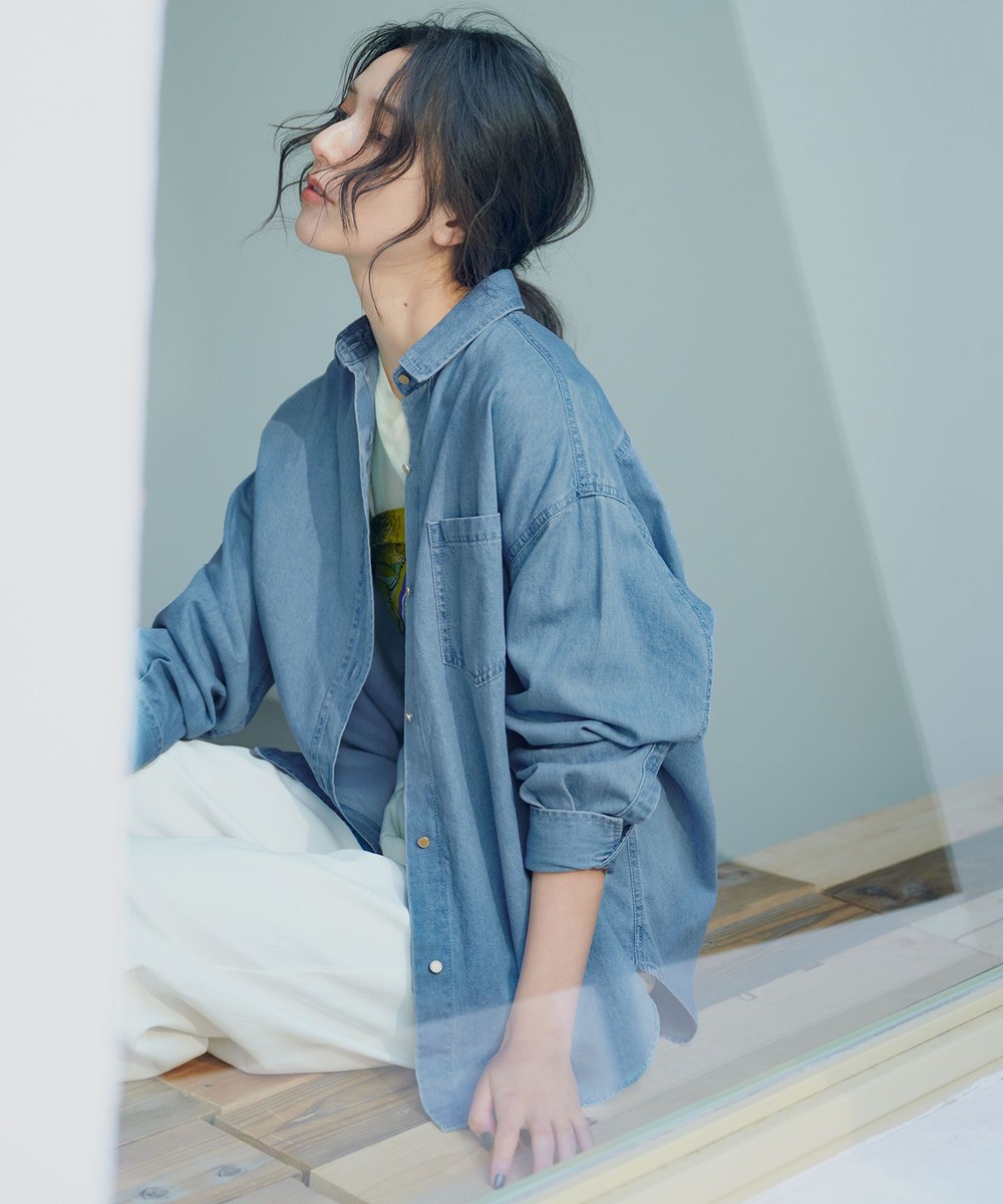 【オンワード】 23区 L(大きいサイズ)>トップス 【洗える】ライトダンガリー 2WAY シャツ ライトインディゴ 46 レディース 【オンワード】 23区 L(大きいサイズ)>トップス 【洗える】ライトダンガリー 2WAY シャツ ライトインディゴ 46 レディース