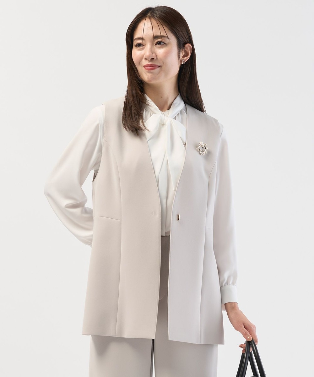 【オンワード】 J.PRESS LADIES>ジャケット/アウター 【セットアップ対応】セラテリーダブルクロス ジレ グレージュ F レディース 【オンワード】 J.PRESS LADIES>ジャケット/アウター 【セットアップ対応】セラテリーダブルクロス ジレ グレージュ F レディース