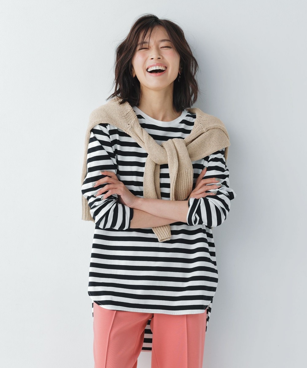 【オンワード】 #Newans>トップス 【新色登場!】洗える/ ベーシックロングTシャツ(番号NE57) ブラウン 1 レディース 【送料無料】