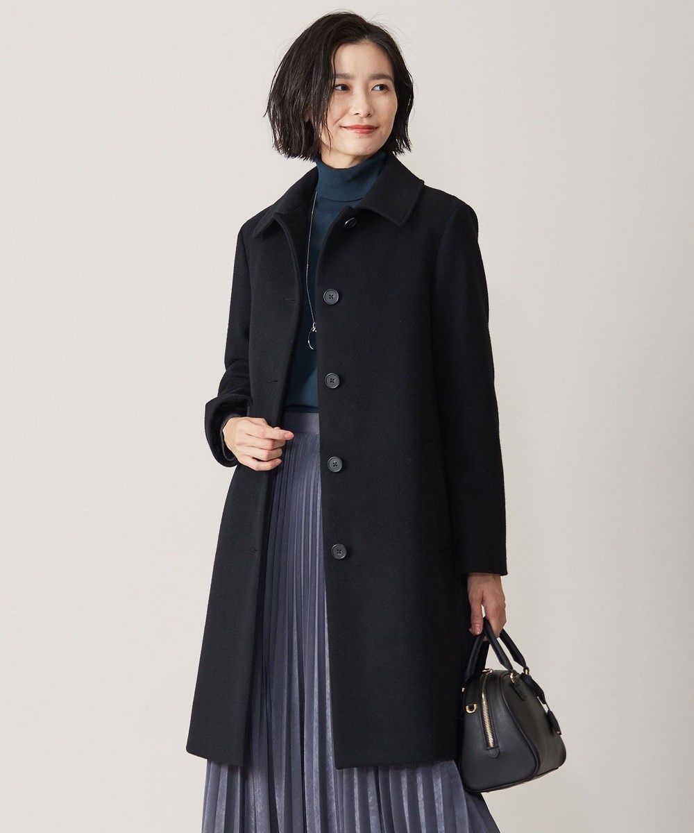 【オンワード】 J.PRESS LADIES>ジャケット/アウター ショートビーバー ステンカラー コート ブラック 11 レディース 【オンワード】 J.PRESS LADIES>ジャケット/アウター ショートビーバー ステンカラー コート ブラック 11 レディース