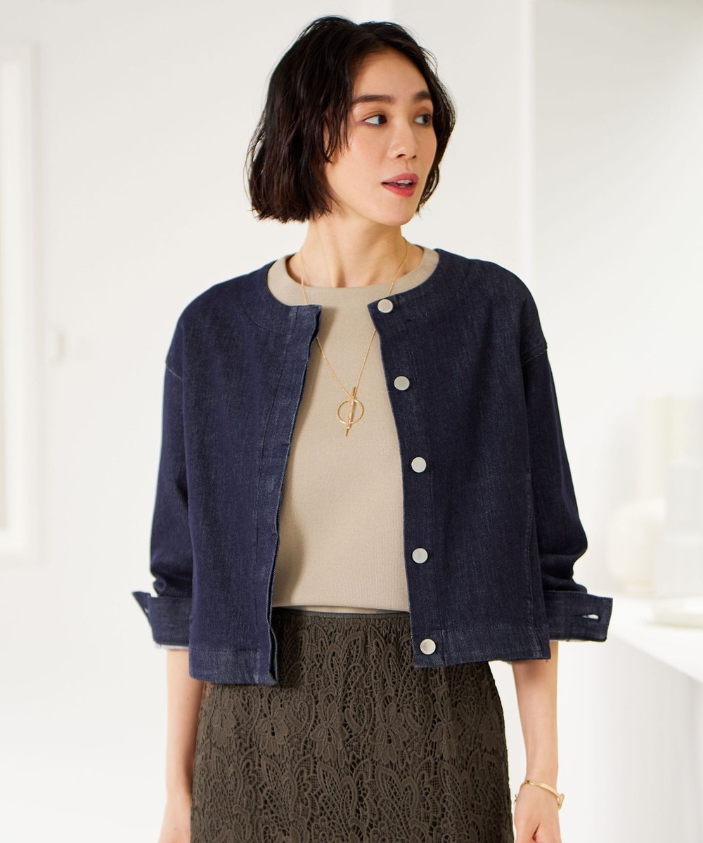 【オンワード】 自由区>ジャケット/アウター 【洗える】ウスカルデニム ジャケット インディゴ 36 レディース 【オンワード】 自由区>ジャケット/アウター 【洗える】ウスカルデニム ジャケット インディゴ 36 レディース