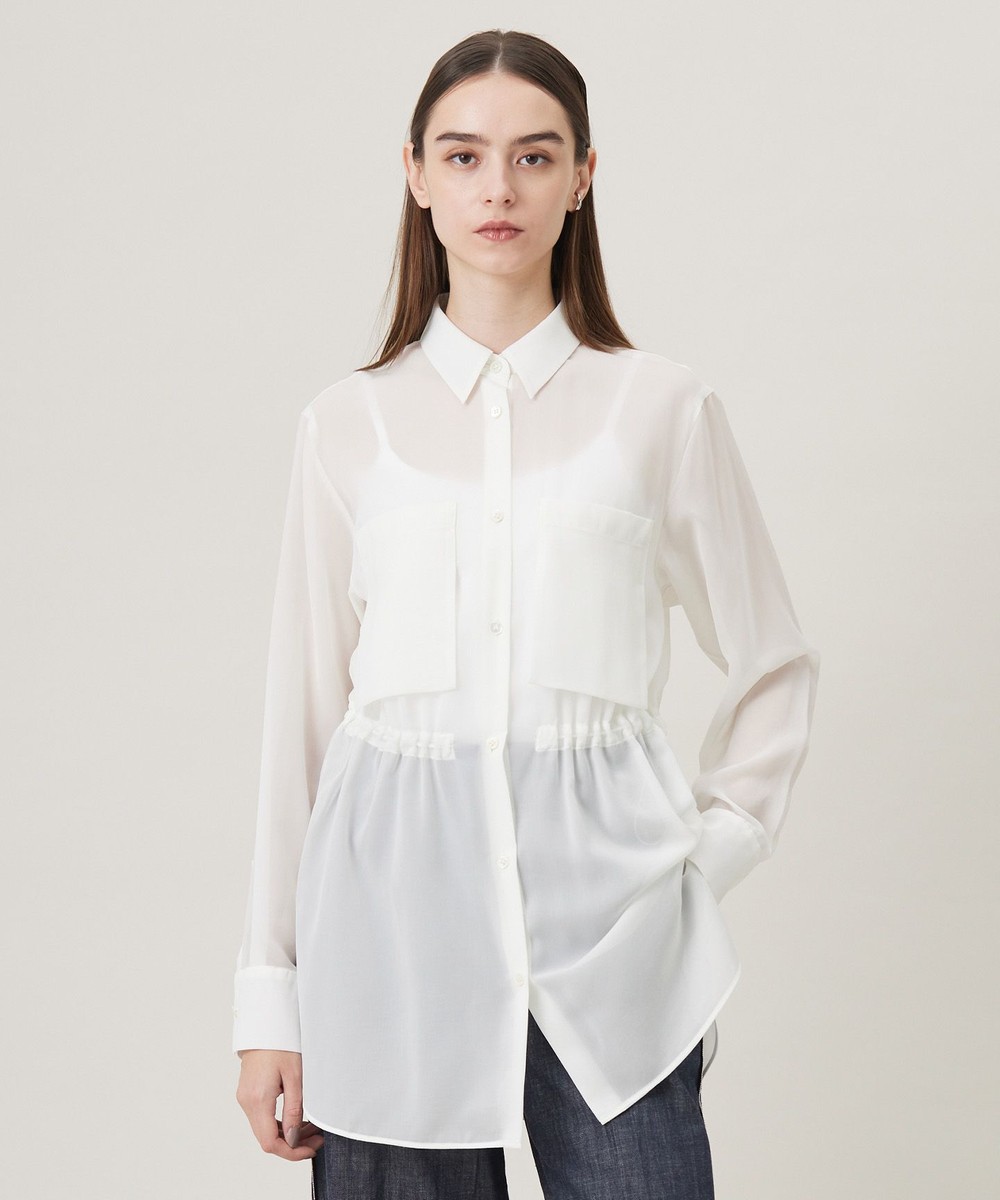 【オンワード】 ICB>トップス 【洗える】 PlaXシアーオーガンジー シャツ オフホワイト 6 レディース 【オンワード】 ICB>トップス 【洗える】 PlaXシアーオーガンジー シャツ オフホワイト 6 レディース