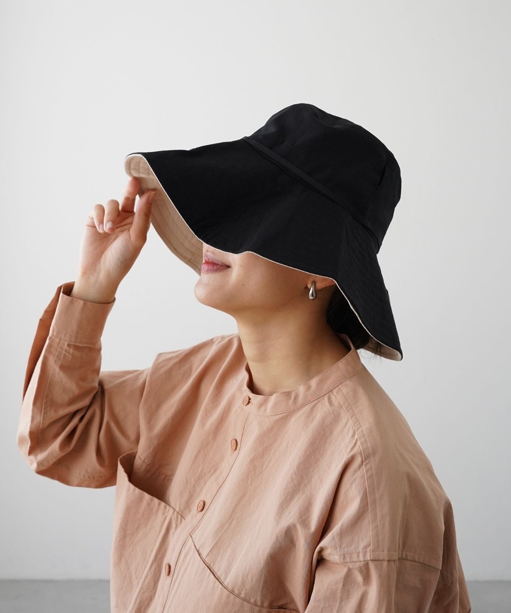 ATRENA>帽子 【UVカット率99％/遮熱/洗える】体感-10℃ コカゲル キャペリン ブラック L レディース