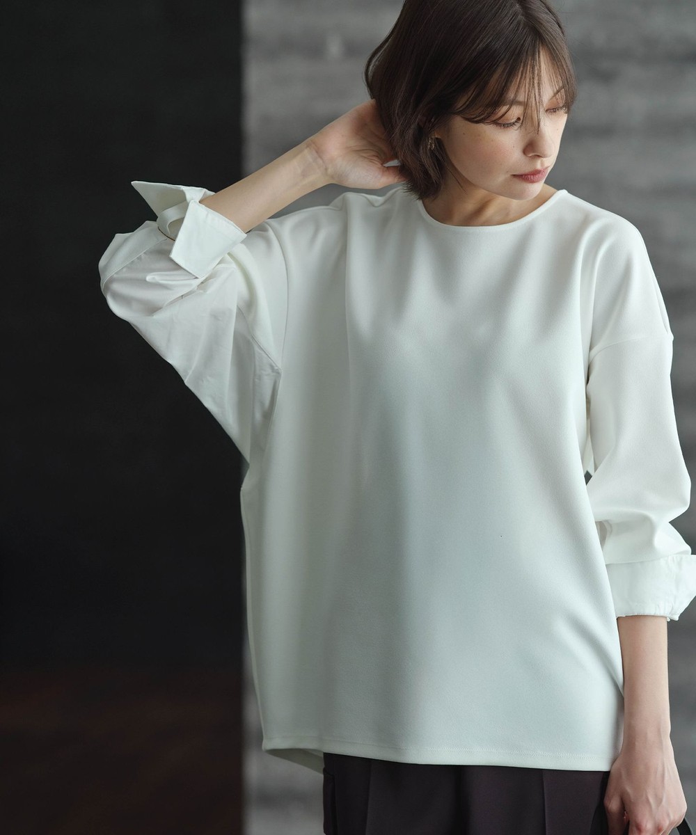 【オンワード】 ICB>トップス 【洗える】ジョーゼットジャージー 異素材コンビプルオーバー オフホワイト M レディース 【オンワード】 ICB>トップス 【洗える】ジョーゼットジャージー 異素材コンビプルオーバー オフホワイト M レディース