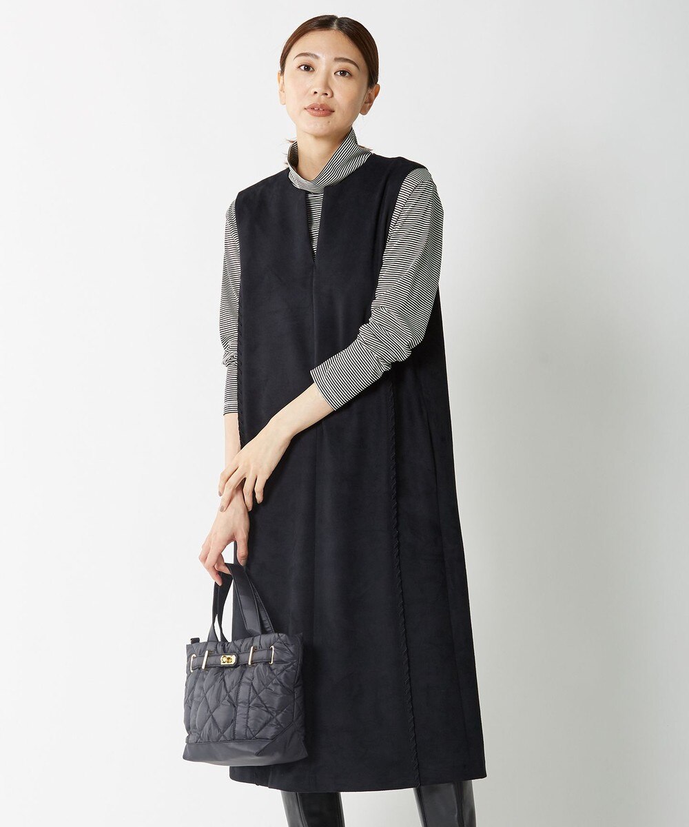 【オンワード】 J.PRESS LADIES L>ワンピース 【洗える】スエードダンボール ジャンパースカート ネイビー T15 レディース 【送料無料】