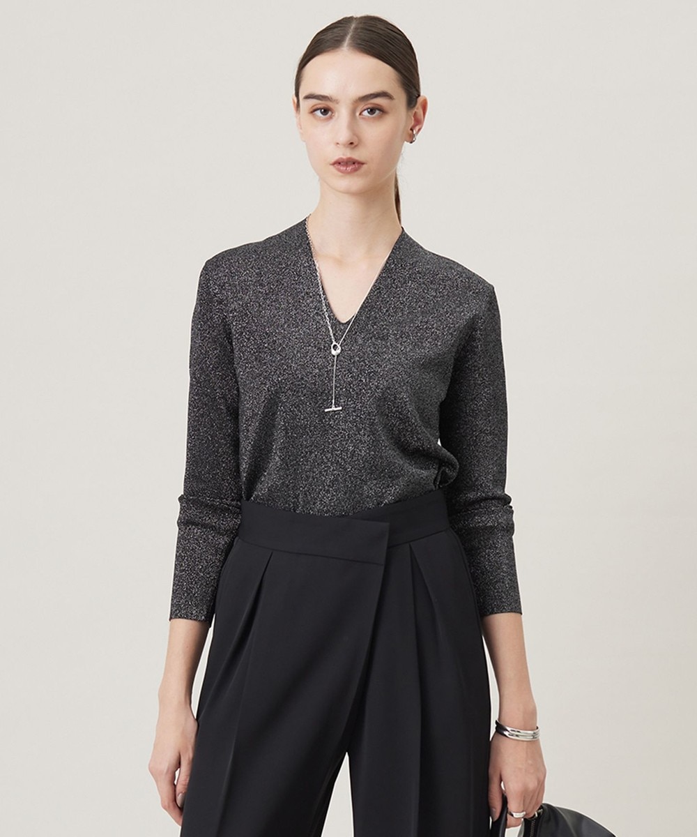 【オンワード】 ICB>トップス 【洗える】 シンセティックフルニードル Vネックプルオーバー ブラックラメ XS レディース 【オンワード】 ICB>トップス 【洗える】 シンセティックフルニードル Vネックプルオーバー ブラックラメ XS レディース