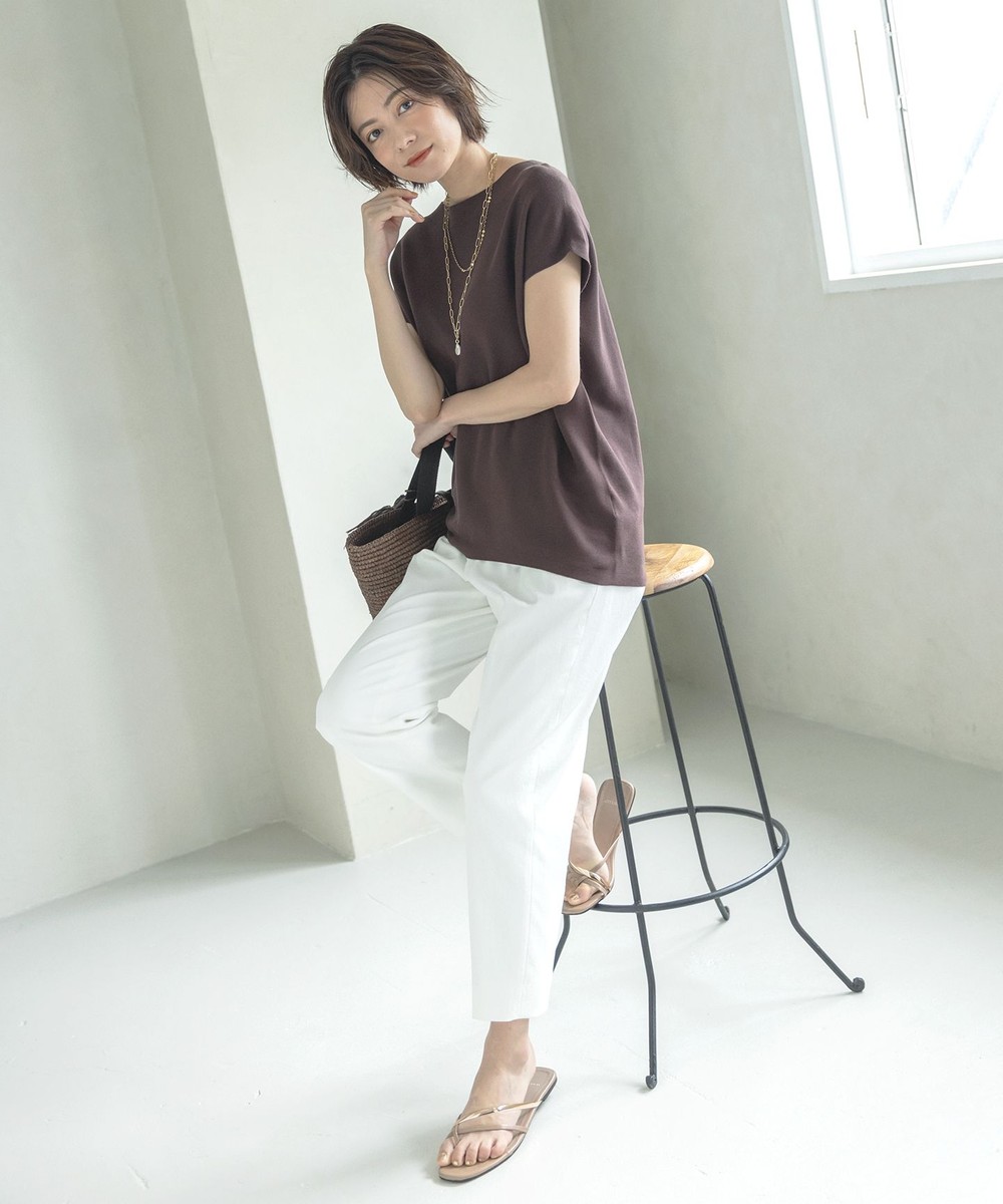 【オンワード】 自由区 L>パンツ 【接触冷感・吸水速乾・UVカット】パーフェクトパンツ テーパード ホワイト 46 レディース 【送料無料】