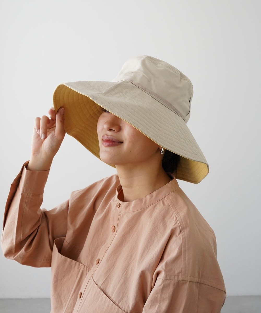 ATRENA>帽子 【UVカット率99％/遮熱/洗える】体感-10℃ コカゲル キャペリン ベージュ L レディース