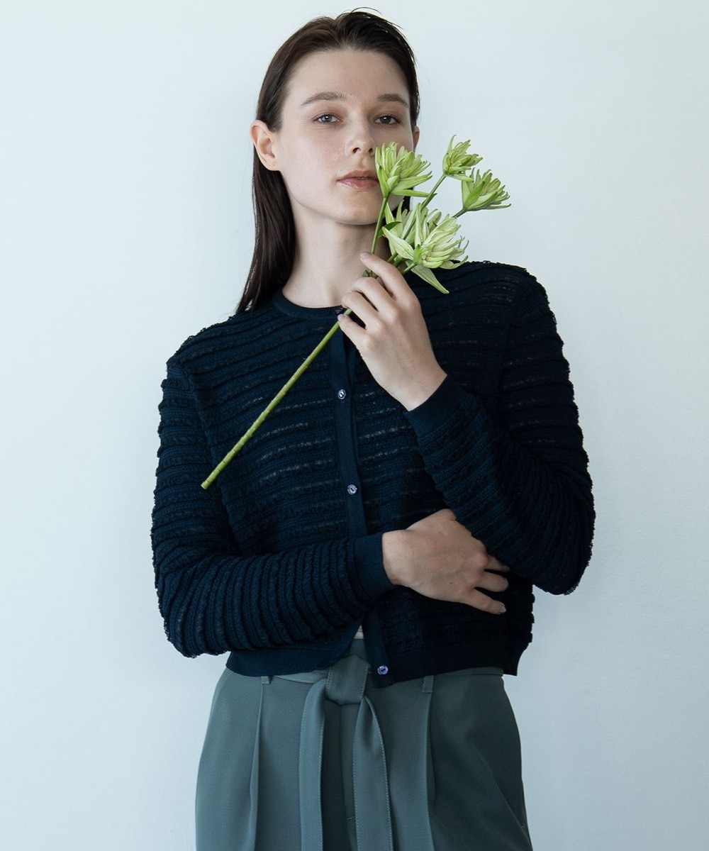 【オンワード】 自由区>トップス 【カトリエムブーケ】Texture cardigan フリルショートカーディガン ネイビー 38 レディース 【オンワード】 自由区>トップス 【カトリエムブーケ】Texture cardigan フリルショートカーディガン ネイビー 38 レディース