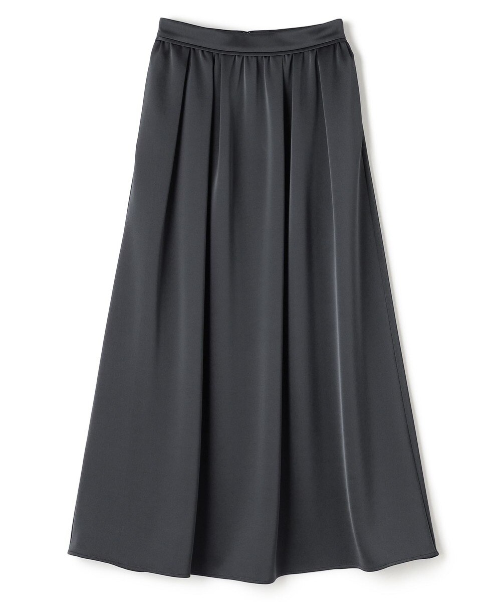 【オンワード】 uncrave>スカート 【手洗い可】シャイニーダブルサテン フレアスカート スレート 0 レディース