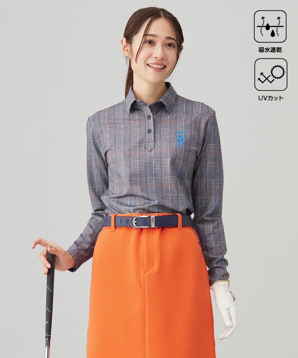 【オンワード】 23区GOLF>トップス 【WOMEN】チェック長袖ポロシャツ ネイビー 1 レディース 【オンワード】 23区GOLF>トップス 【WOMEN】チェック長袖ポロシャツ ネイビー 1 レディース