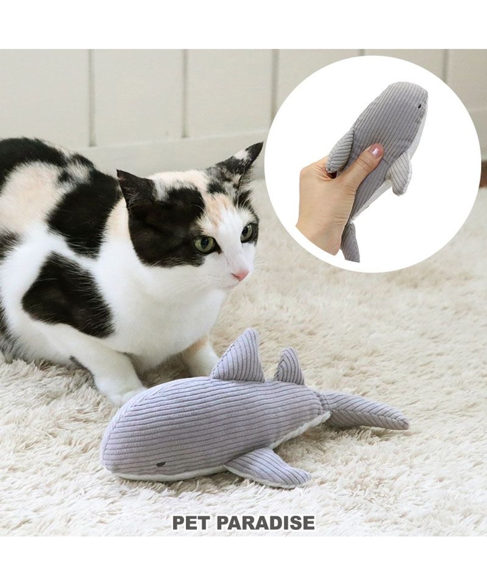 PET PARADISE>ペットグッズ 猫 おもちゃ サメ コーデュロイ キャットニップ入り - 0