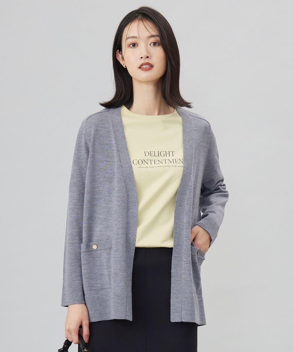 【オンワード】 J.PRESS LADIES L（大きいサイズ）>トップス 【洗える】KNIT BASIC ロングカーディガン トップグレー T13 レディース