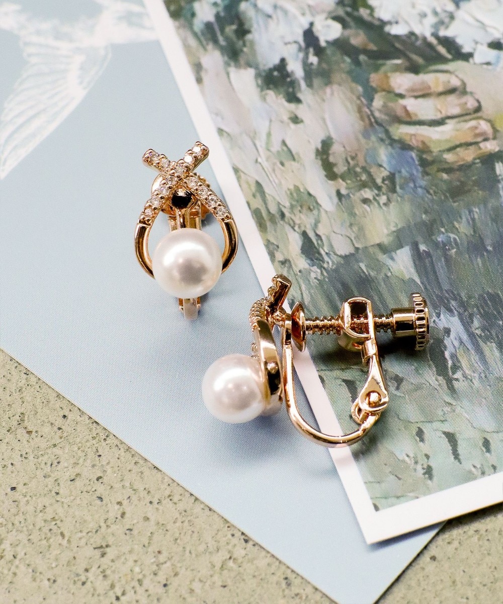 【選べる2TYPEデザイン】【金属アレルギー対応】クロスドロップピアス&イヤリング