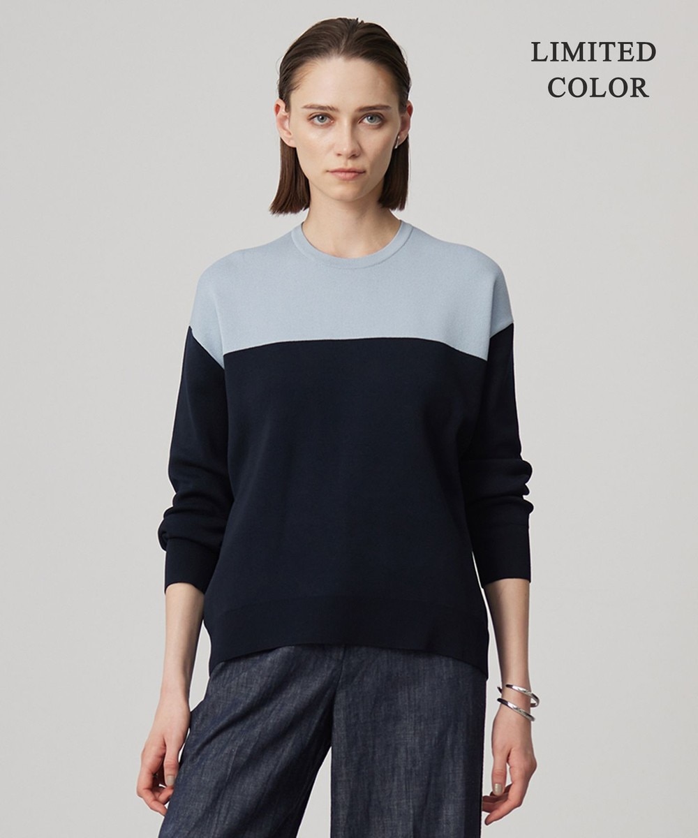 【オンワード】 ICB L(大きいサイズ)>トップス 【WEB限定カラーあり・洗える】コットンポリエステルスムース ニットプルオーバー サックスブルー×ネイビー L レディース 【オンワード】 ICB L(大きいサイズ)>トップス 【WEB限定カラーあり・洗える】コットンポリエステルスムース ニットプルオーバー サックスブルー×ネイビー L レディース