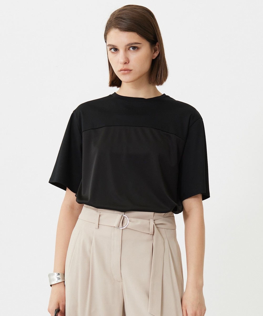 【オンワード】 ICB>トップス 【接触冷感・UVケア・洗える】シルケットスムースコンビ Tブラウスカットソー ブラック S レディース 【オンワード】 ICB>トップス 【接触冷感・UVケア・洗える】シルケットスムースコンビ Tブラウスカットソー ブラック S レディース