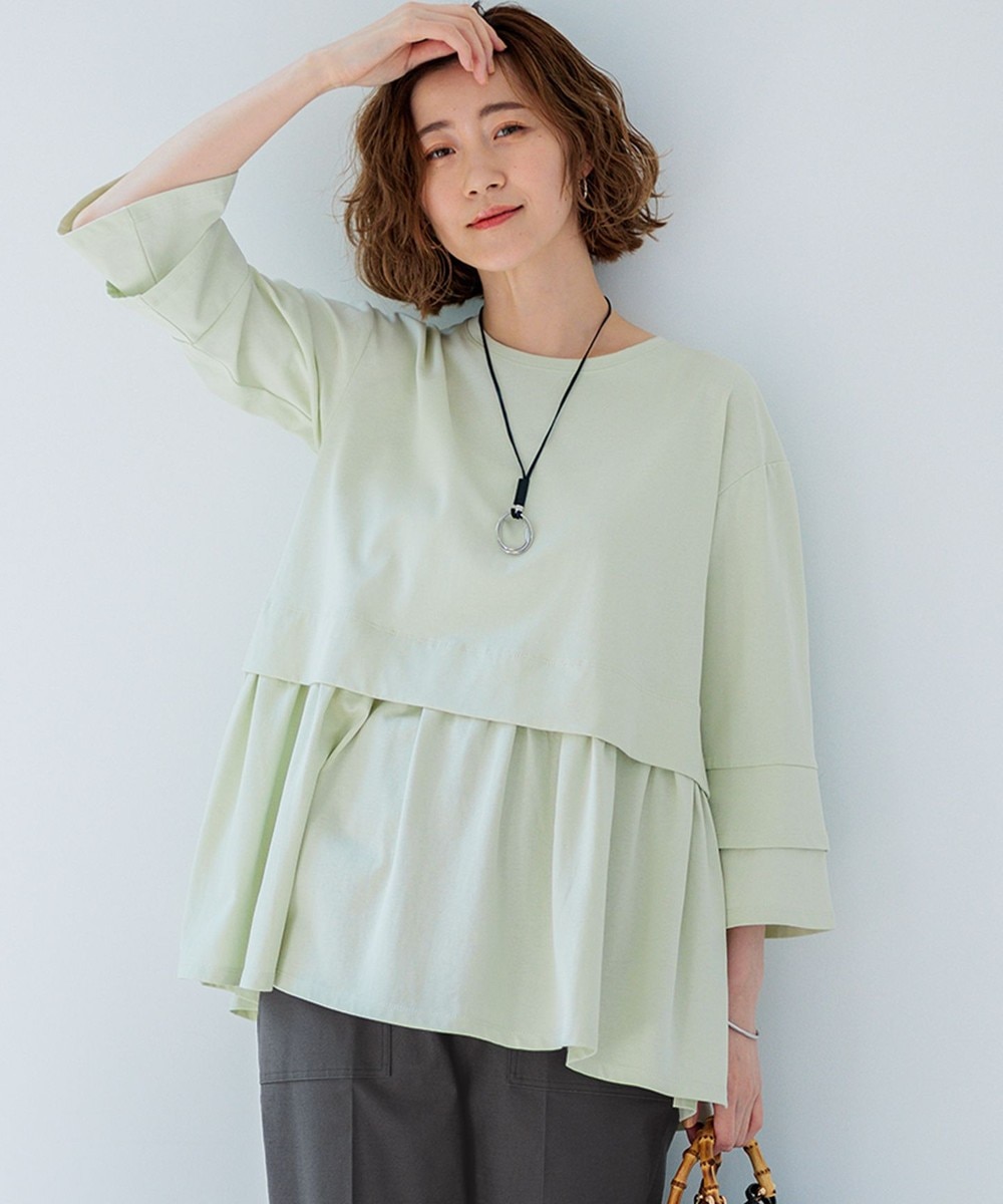 【オンワード】 23区 S(小さいサイズ)>トップス 【SLOW/好評につき新色追加】エフォートレス デザインTシャツ スモーキーグリーン 32 レディース 【オンワード】 23区 S(小さいサイズ)>トップス 【SLOW/好評につき新色追加】エフォートレス デザインTシャツ スモーキーグリーン 32 レディース