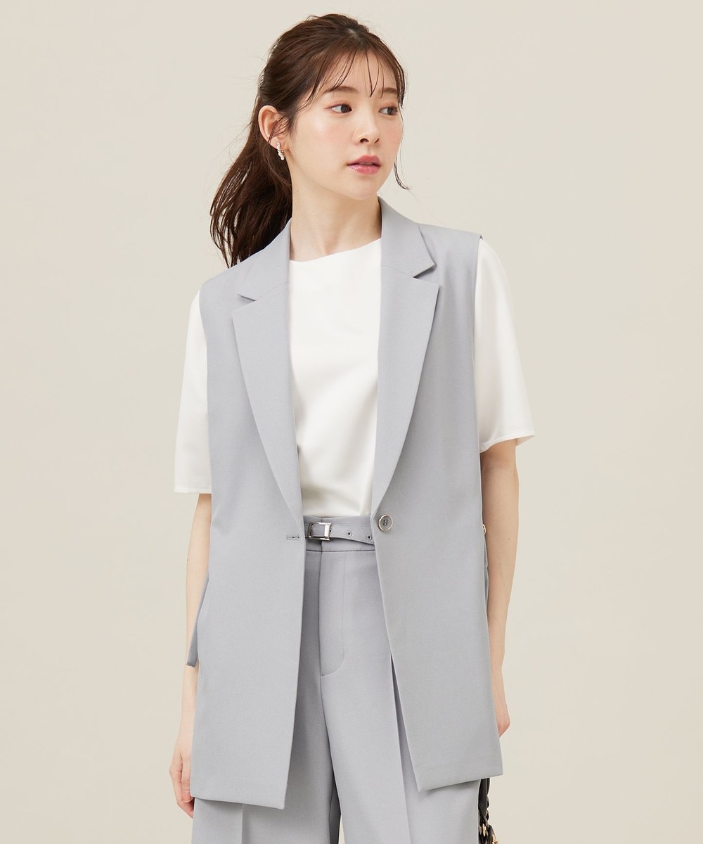 【オンワード】 ANY SIS L>ジャケット/アウター 【UVカット・接触冷感・吸水速乾】スマートビューティストレッチ ジレ ブルーグレー 4 レディース 【オンワード】 ANY SIS L>ジャケット/アウター 【UVカット・接触冷感・吸水速乾】スマートビューティストレッチ ジレ ブルーグレー 4 レディース