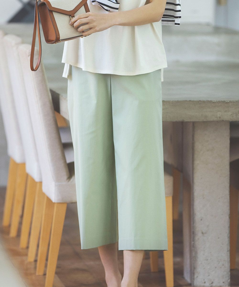 【オンワード】 J.PRESS LADIES>パンツ 【シワになりにくい】コットンフィッティーシャーク ワイドパンツ ライトグリーン 11 レディース 【オンワード】 J.PRESS LADIES>パンツ 【シワになりにくい】コットンフィッティーシャーク ワイドパンツ ライトグリーン 11 レディース