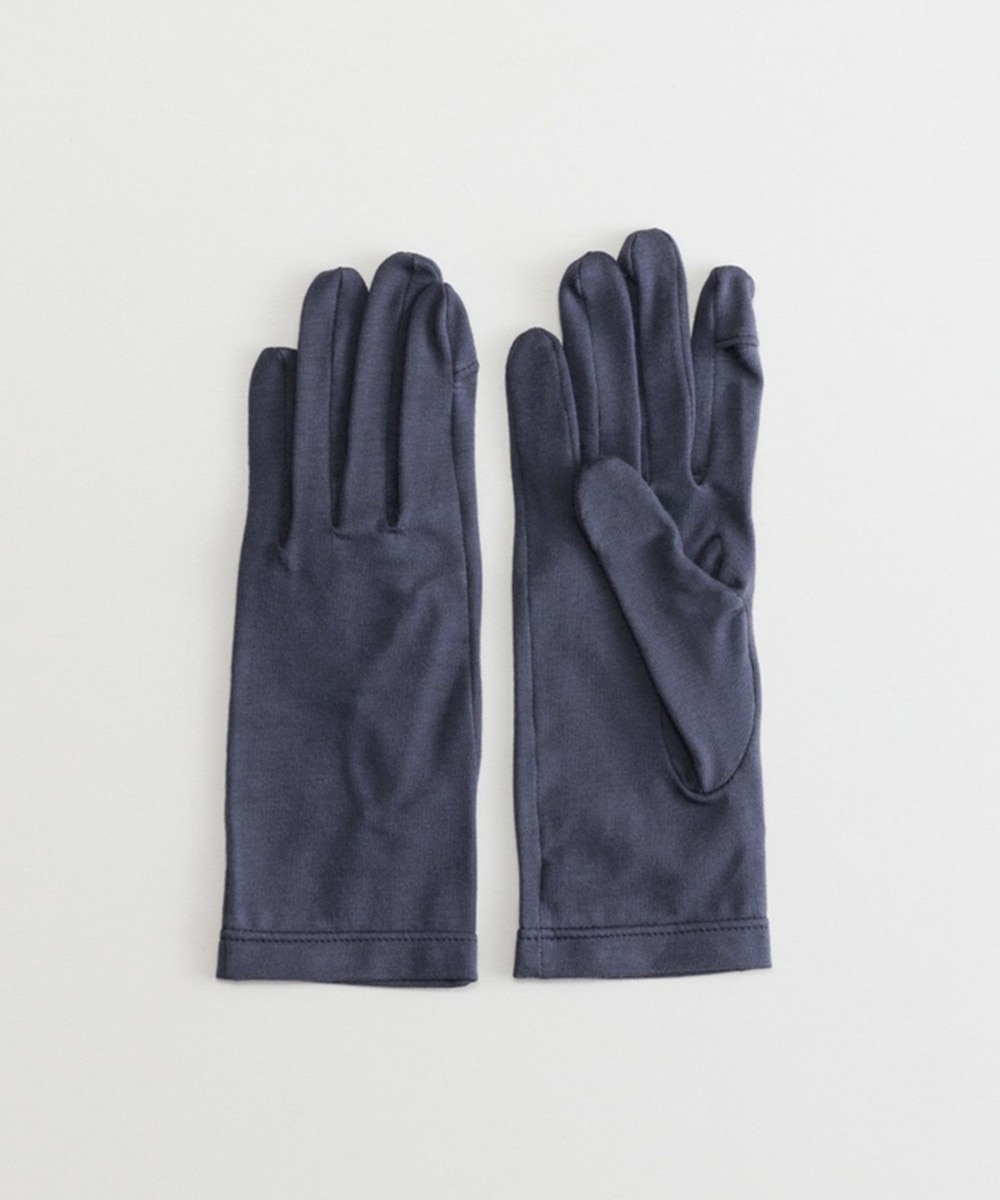 【オンワード】 ORuKuBET>ファッション雑貨 organic cotton gloves + ネイビー L レディース 【送料当社負担】