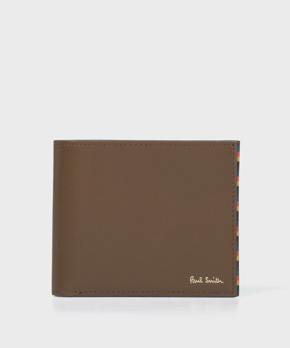 新品】ポールスミス マルチストライプトリム 二つ折り財布 ブラウン 箱付き