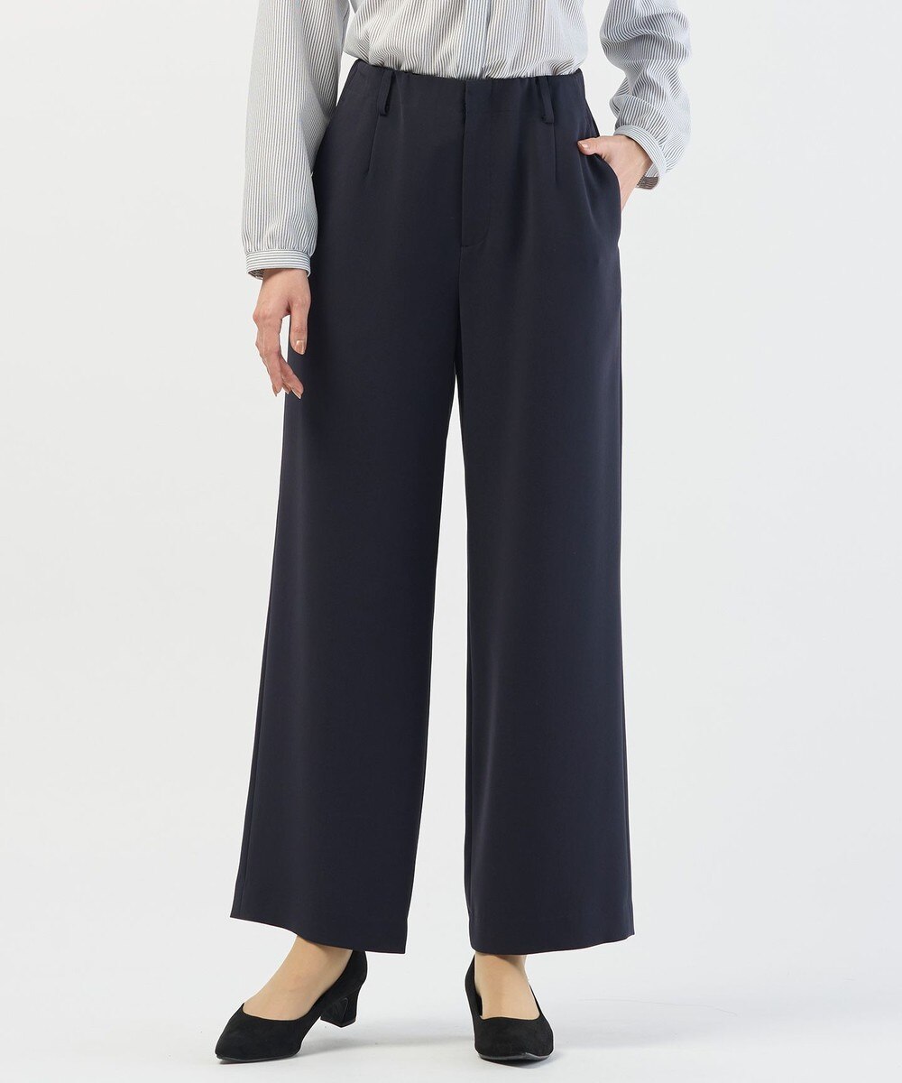 【オンワード】 J.PRESS LADIES>パンツ 【セットアップ対応】セラテリーダブルクロス セミワイド パンツ ネイビー 9 レディース