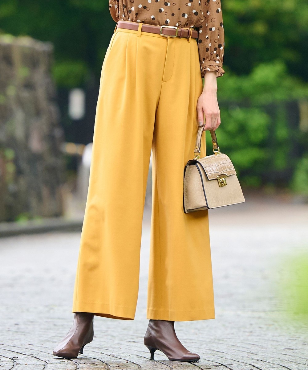 【オンワード】 自由区>パンツ 【洗える】ビエラストレッチワイド パンツ イエロー 38 レディース 【オンワード】 自由区>パンツ 【洗える】ビエラストレッチワイド パンツ イエロー 38 レディース