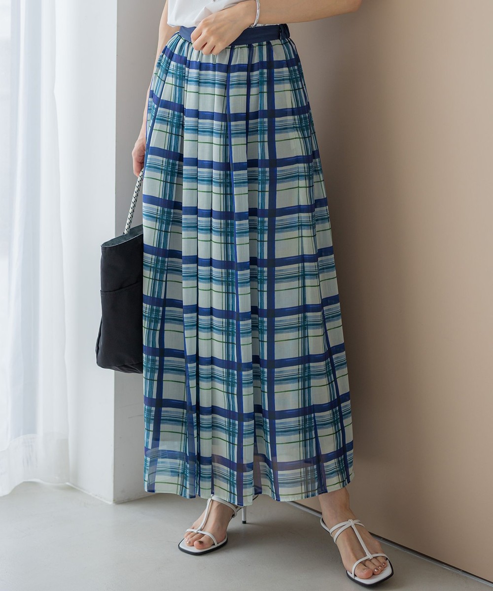 【オンワード】 23区>スカート 【WEB & 一部店舗限定/洗える】手書き風チェックプリント ギャザー スカート ブルーチェック 36 レディース 【オンワード】 23区>スカート 【WEB & 一部店舗限定/洗える】手書き風チェックプリント ギャザー スカート ブルーチェック 36 レディース