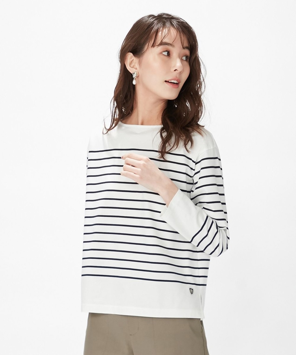 【オンワード】 J.PRESS LADIES L>トップス 【洗える】バスクボーダー プルオーバーカットソー キャメル T15 レディース 【送料無料】