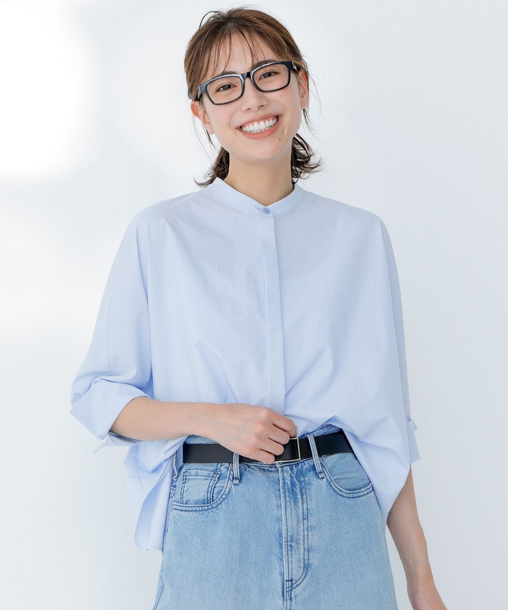 【オンワード】 ICB>トップス 【接触冷感・UVカット・洗える】ヴィンテージスパンブロード バンドカラーシャツ スカイブルー 6 レディース 【オンワード】 ICB>トップス 【接触冷感・UVカット・洗える】ヴィンテージスパンブロード バンドカラーシャツ スカイブルー 6 レディース