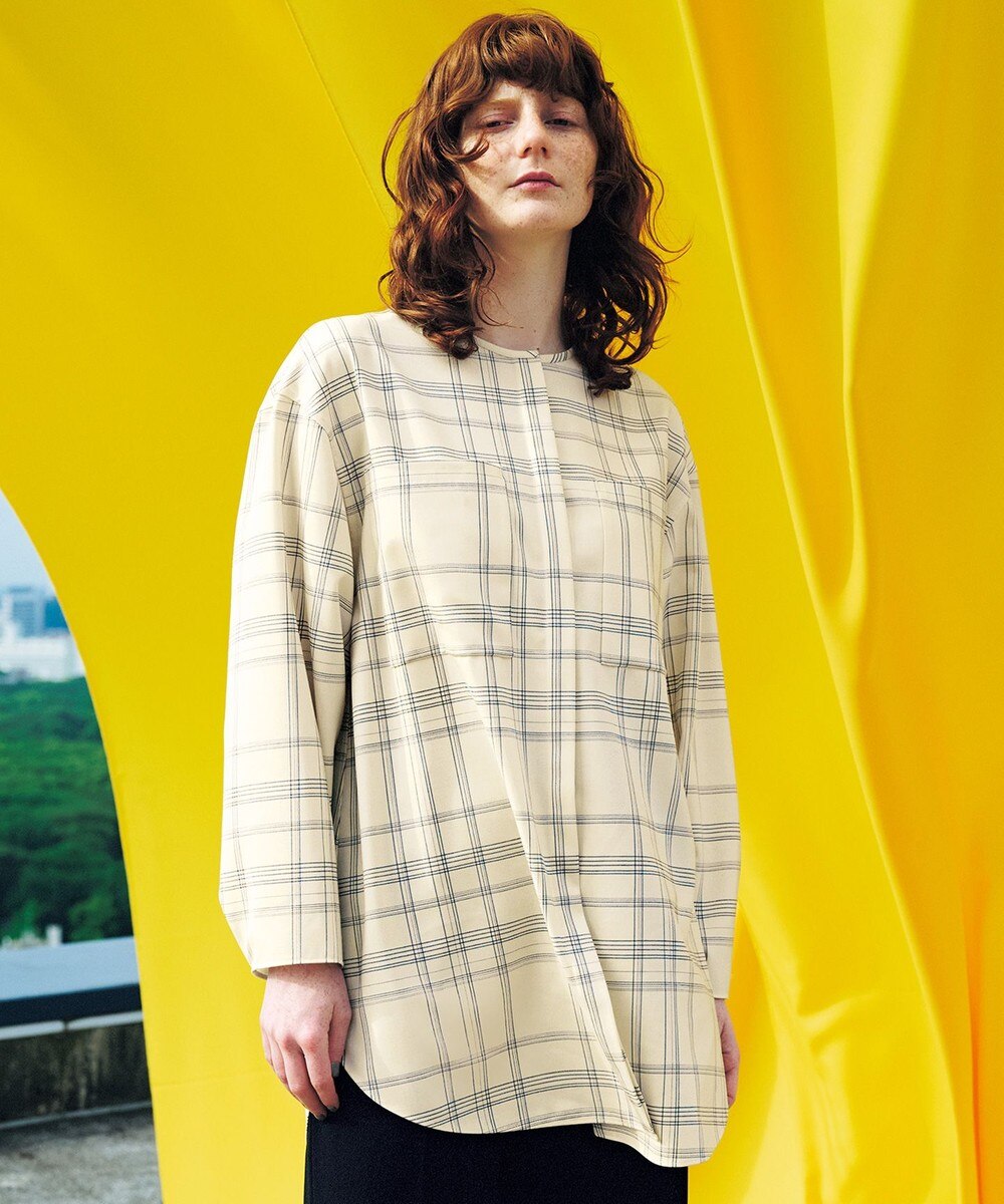 【オンワード】 23区>トップス 【23区 lab.】ウールライトツイル ノーカラー ブラウス(番号S88) ネイビー 36 レディース 【送料無料】