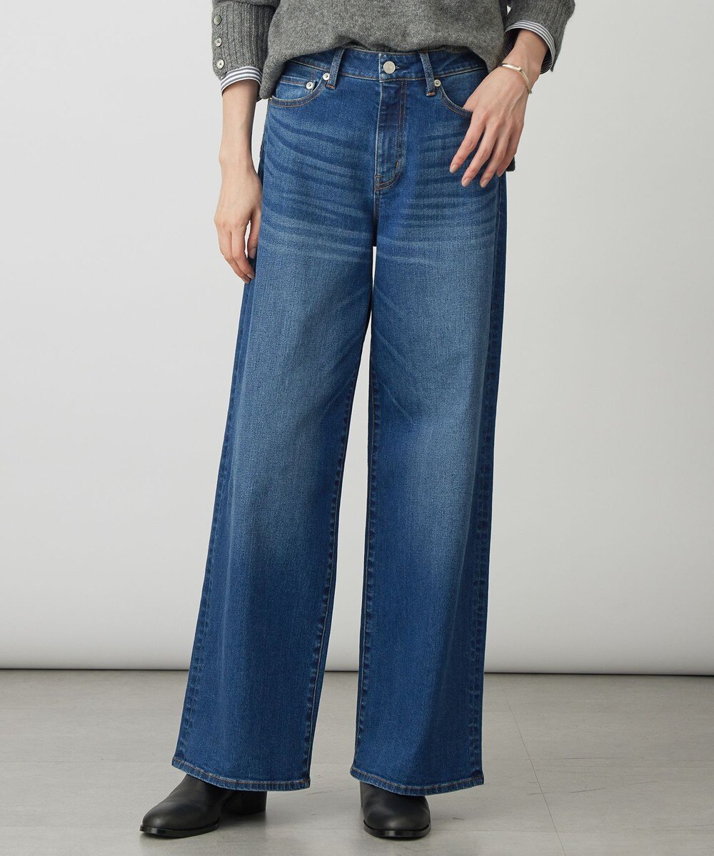【オンワード】 J.PRESS LADIES>パンツ 【洗える】BASIC STRETCH DENIM ワイド ストレート デニム ユーズド 7 レディース