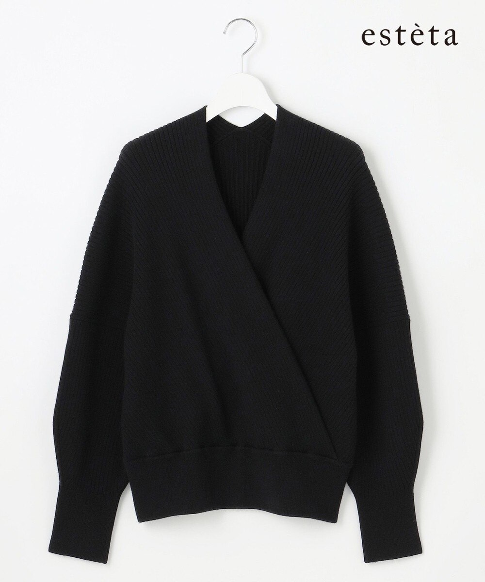 【オンワード】 23区 S（小さいサイズ）>トップス 【エステータ】カシュクール ニット ブラック 32 レディース