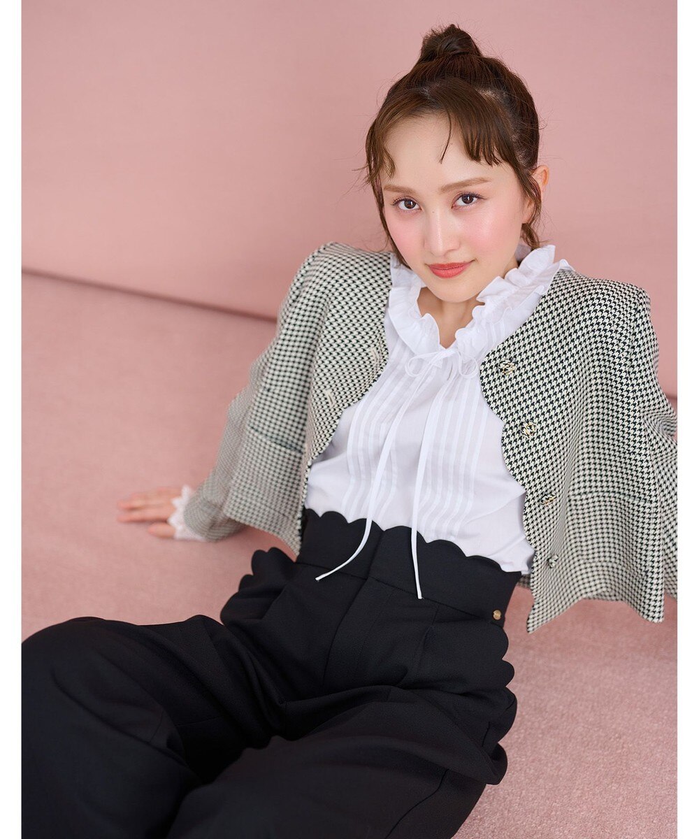 【オンワード】 TOCCA>ジャケット/アウター 【洗える・消臭】BABY SCALLOP 千鳥柄ジャケット ブラック 0 レディース