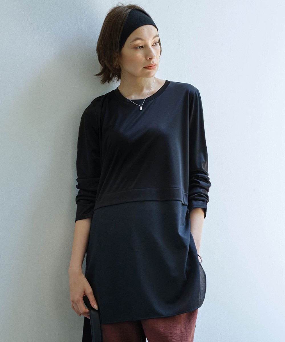 【オンワード】 ICB>トップス 【洗える】シアージャージーコンビ カットソー ブラック S レディース 【オンワード】 ICB>トップス 【洗える】シアージャージーコンビ カットソー ブラック S レディース