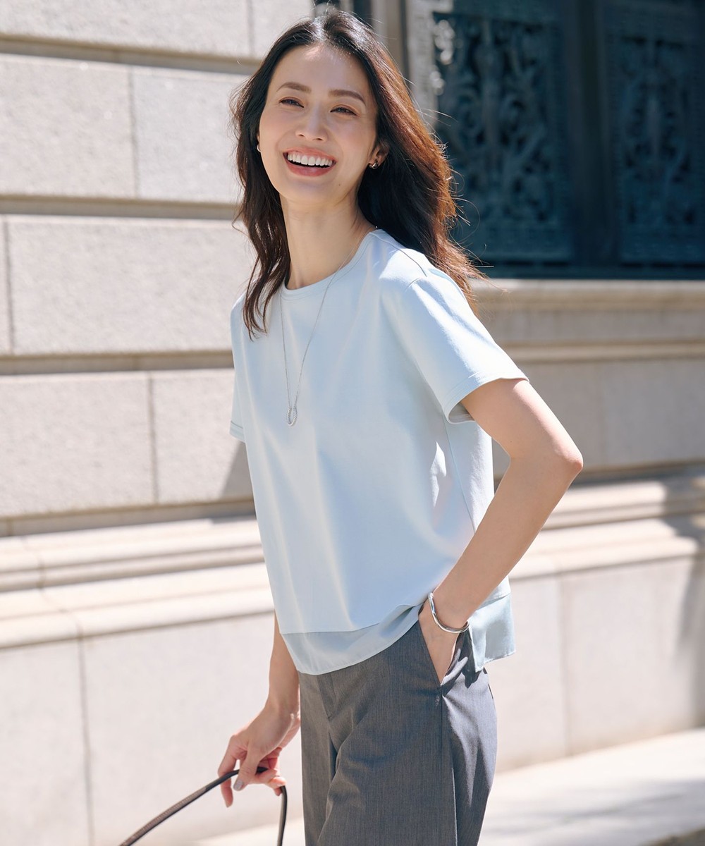 【オンワード】 J.PRESS LADIES L(大きいサイズ)>トップス 【WEB限定カラーあり・洗える】コットンスムース シアーデザイン カットソー アクアグリーン T13 レディース 【オンワード】 J.PRESS LADIES L(大きいサイズ)>トップス 【WEB限定カラーあり・洗える】コットンスムース シアーデザイン カットソー アクアグリーン T13 レディース