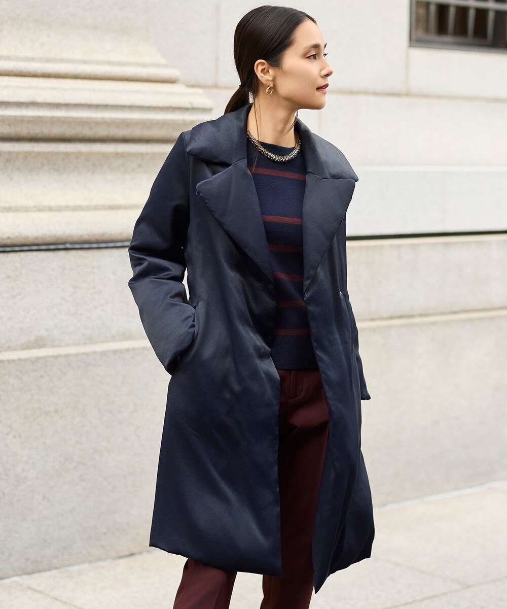 【オンワード】 自由区>ジャケット/アウター ブライトダウン コート ネイビー 40 レディース