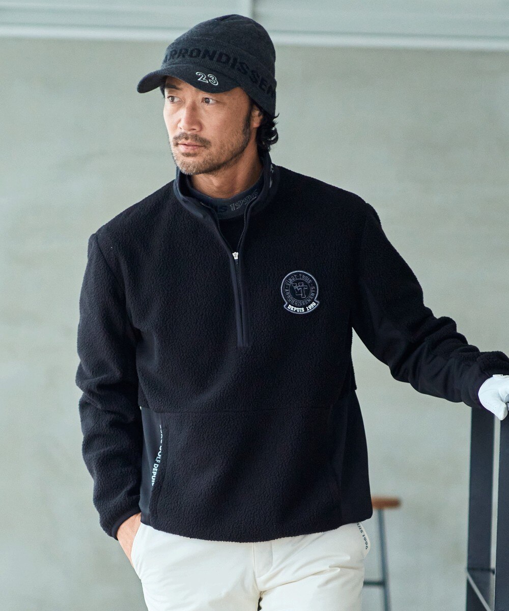 【オンワード】 23区GOLF>トップス 【MEN】ボアフリースプルオーバー ブラック LL メンズ