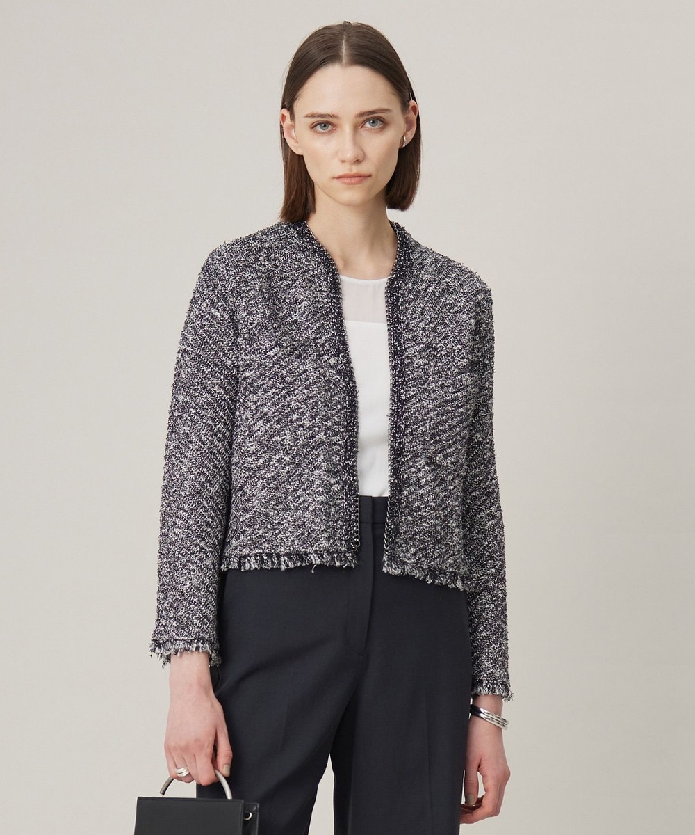 【オンワード】 ICB>トップス 【ドラマ「続・続・最後から二番目の恋」着用】 デニムライクツィード ニットジャケット モノトーン S レディース 【オンワード】 ICB>トップス 【ドラマ「続・続・最後から二番目の恋」着用】 デニムライクツィード ニットジャケット モノトーン S レディース