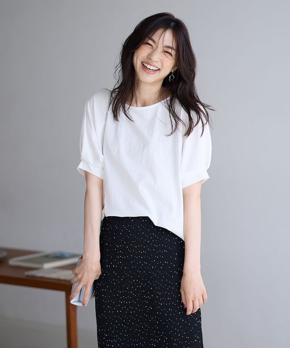 【オンワード】 ANY>トップス 【洗濯機可/接触冷感/UVケア】パフスリーブラグランTシャツ オフ 3 レディース 【オンワード】 ANY>トップス 【洗濯機可/接触冷感/UVケア】パフスリーブラグランTシャツ オフ 3 レディース