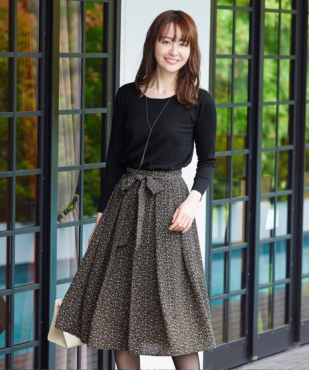 【洗える】1枚でコーディネートが決まる花柄ニットドッキングワンピース