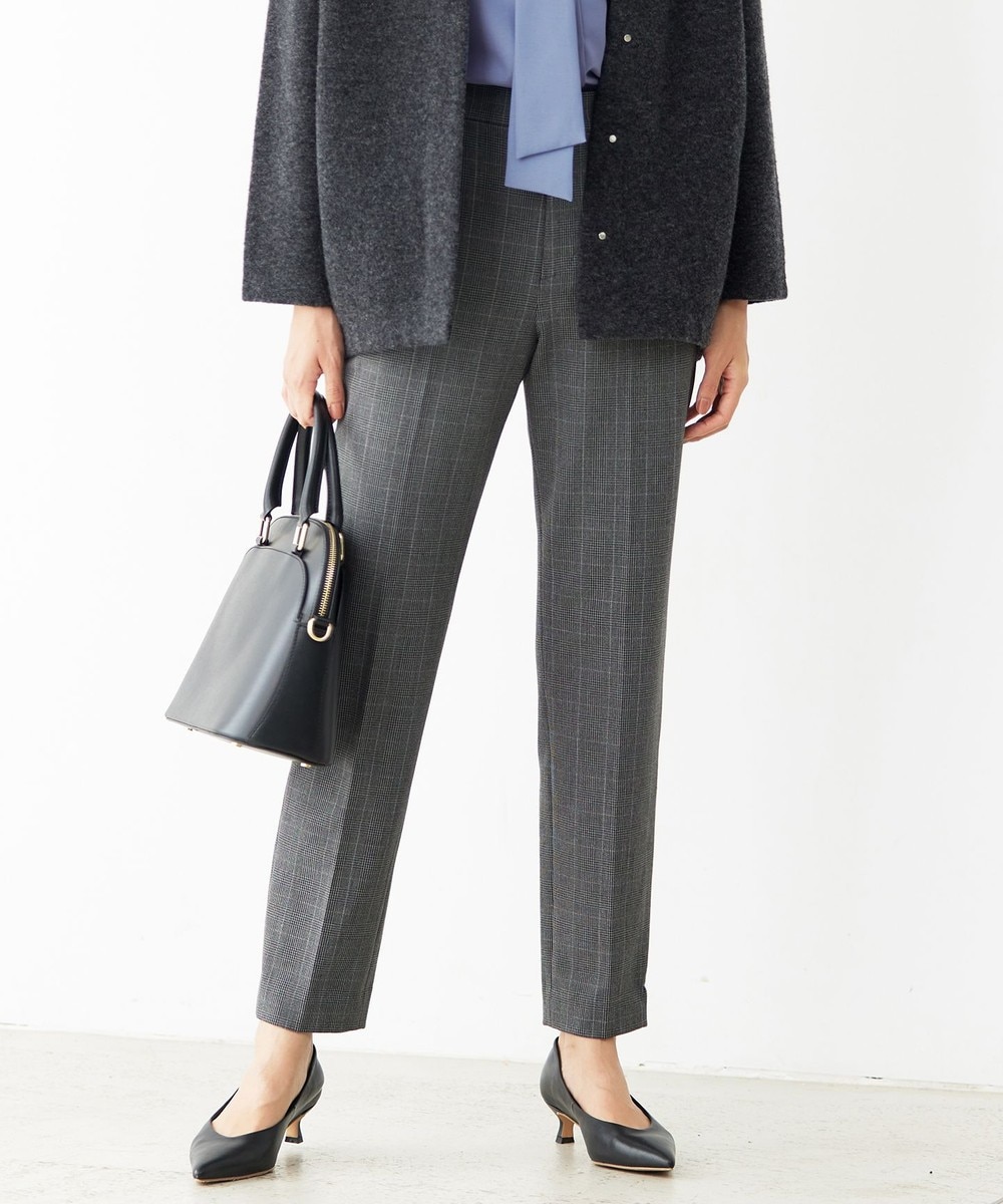 【オンワード】 自由区>パンツ 【撥水加工・洗える】TRギャバ裏起毛チェック柄テーパード パンツ グレーチェック 36 レディース 【オンワード】 自由区>パンツ 【撥水加工・洗える】TRギャバ裏起毛チェック柄テーパード パンツ グレーチェック 36 レディース