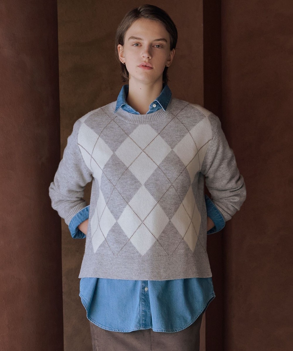 【オンワード】 J.PRESS LADIES L(大きいサイズ)>トップス CASHBIT NEO アーガイル ニット ライトグレー T13 レディース 【オンワード】 J.PRESS LADIES L(大きいサイズ)>トップス CASHBIT NEO アーガイル ニット ライトグレー T13 レディース