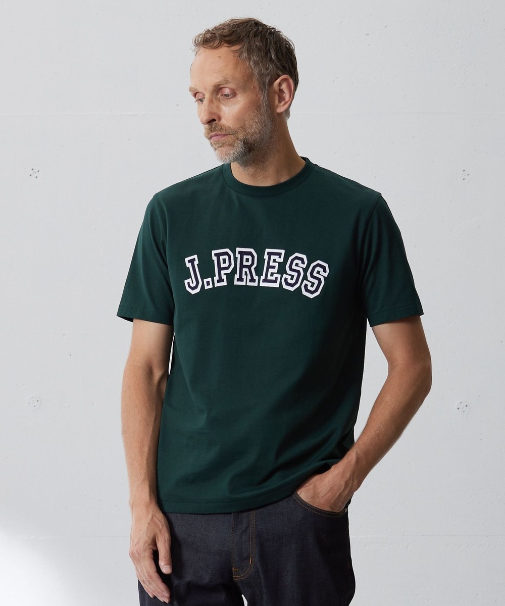 ＜オンワード＞J.PRESS MEN>トップス アーチロゴ Tシャツ グリーン XL メンズ 【送料無料】
